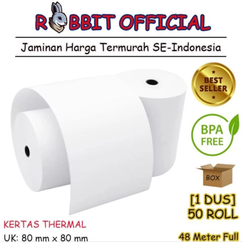 

(Dus) PROMO Kertas Print Struk 80 x 80mm / Kertas Kasir Roll / Kertas Print Struck 80x80mm