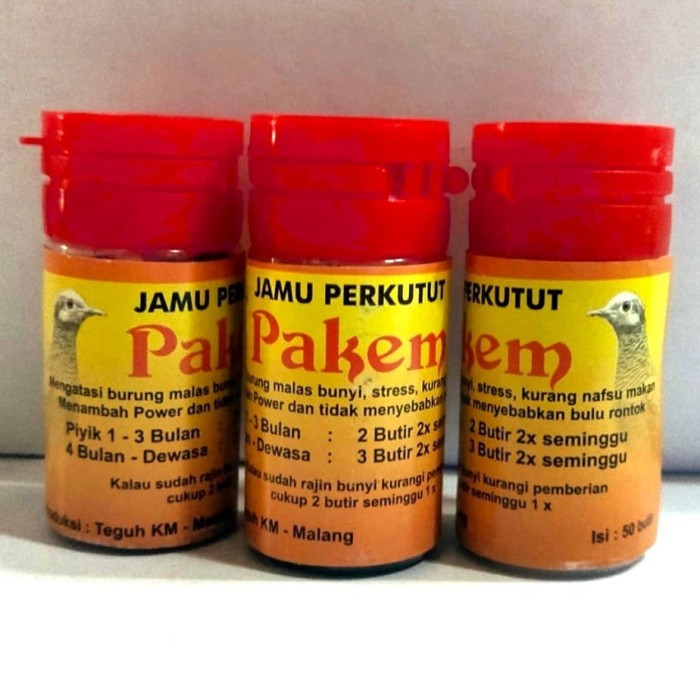 Jamu Pil Obat Burung Perkutut PAKEM Asli Original Sehat Gacor Malas Bunyi Kutut Alami