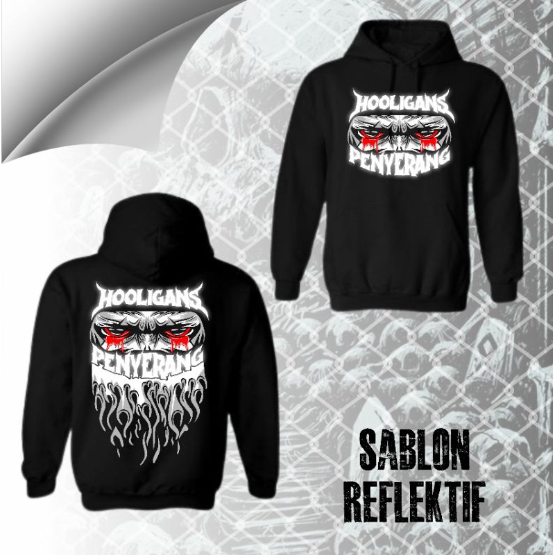 Hoodie Reflektif Menyala Dalam Gelap Holigans Petarung Bahan Premium Nirvana Cloth