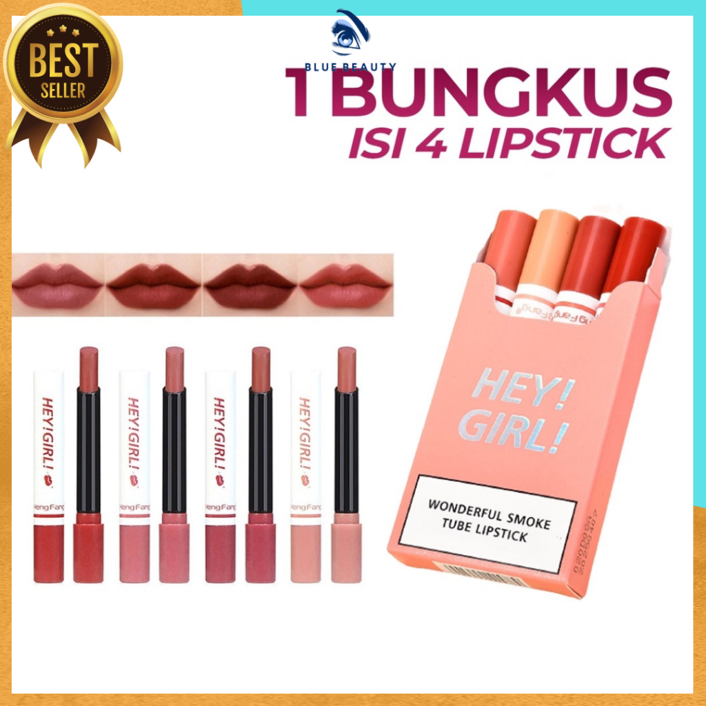 [ ORIGINAL 100% ] Lipstik Hey Girl HengFang 4in1 Korea - Lipstik Tahan Air Dan Tahan Lama