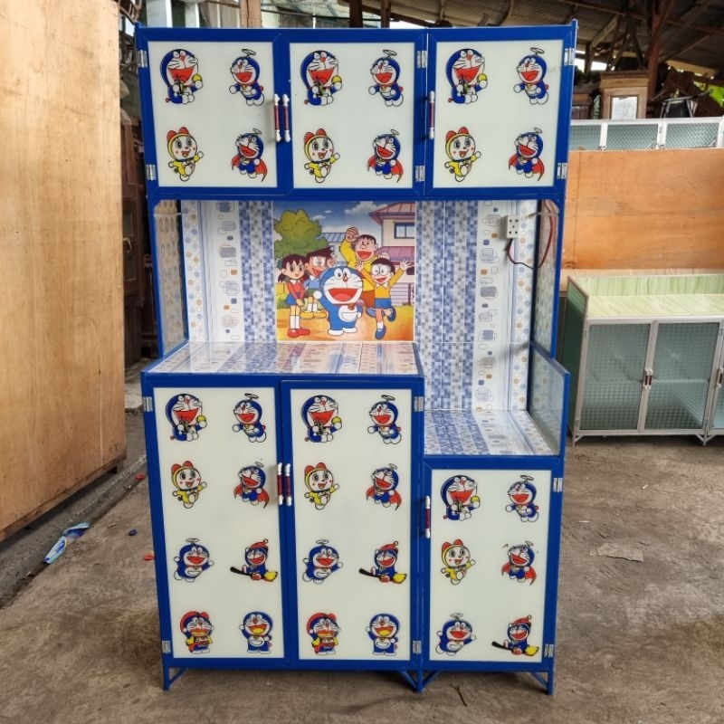 (Free Ongkir) Rak Piring Aluminium 3 Pintu Full Karakter