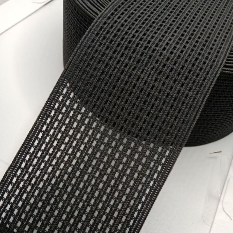 karet elastis transparan / karet jaring - jaring warna hitam lebar 6 cm