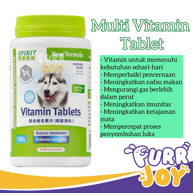 PURRJOY Spirit Multi Vitamin Anjing / Vitamin Imun Anjing / Vitamin Meningkatkan Nafsu Makan Anjing