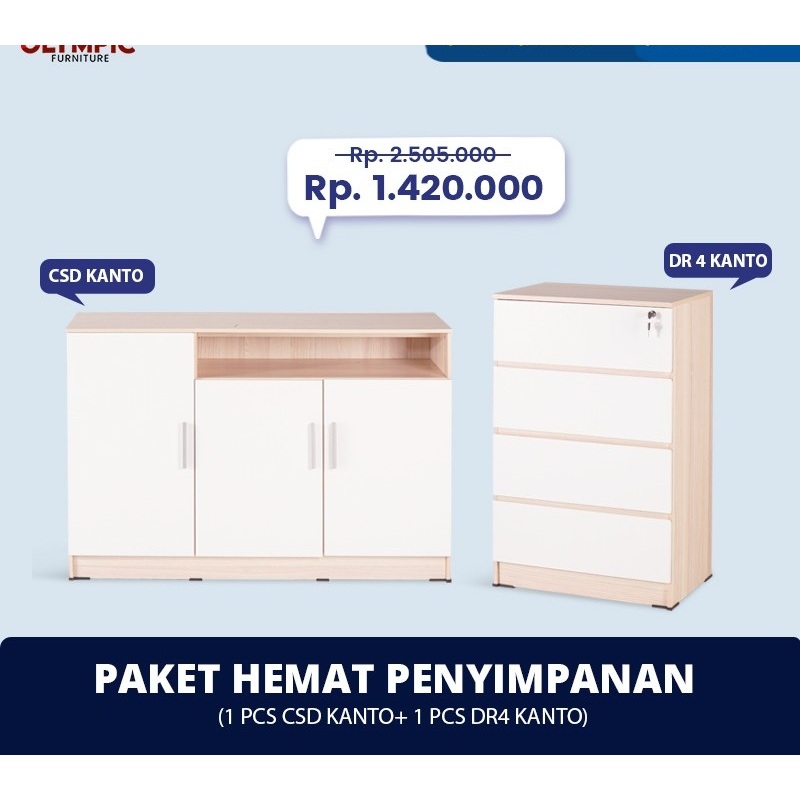 Lemari Kabinet Multifungsi + Laci Serbaguna / Olympic Paket Hemat Penyimpanan