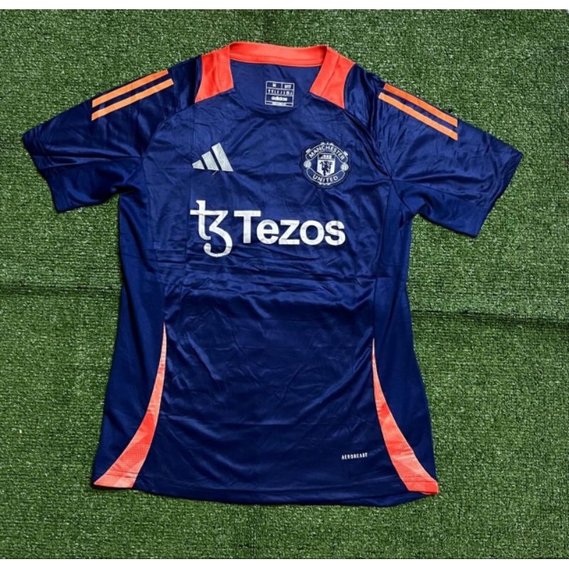 Jersey Bola Grade Ori Manchester United MU  Training Biru Tezos  2024 / 2025 New Season 24-25
