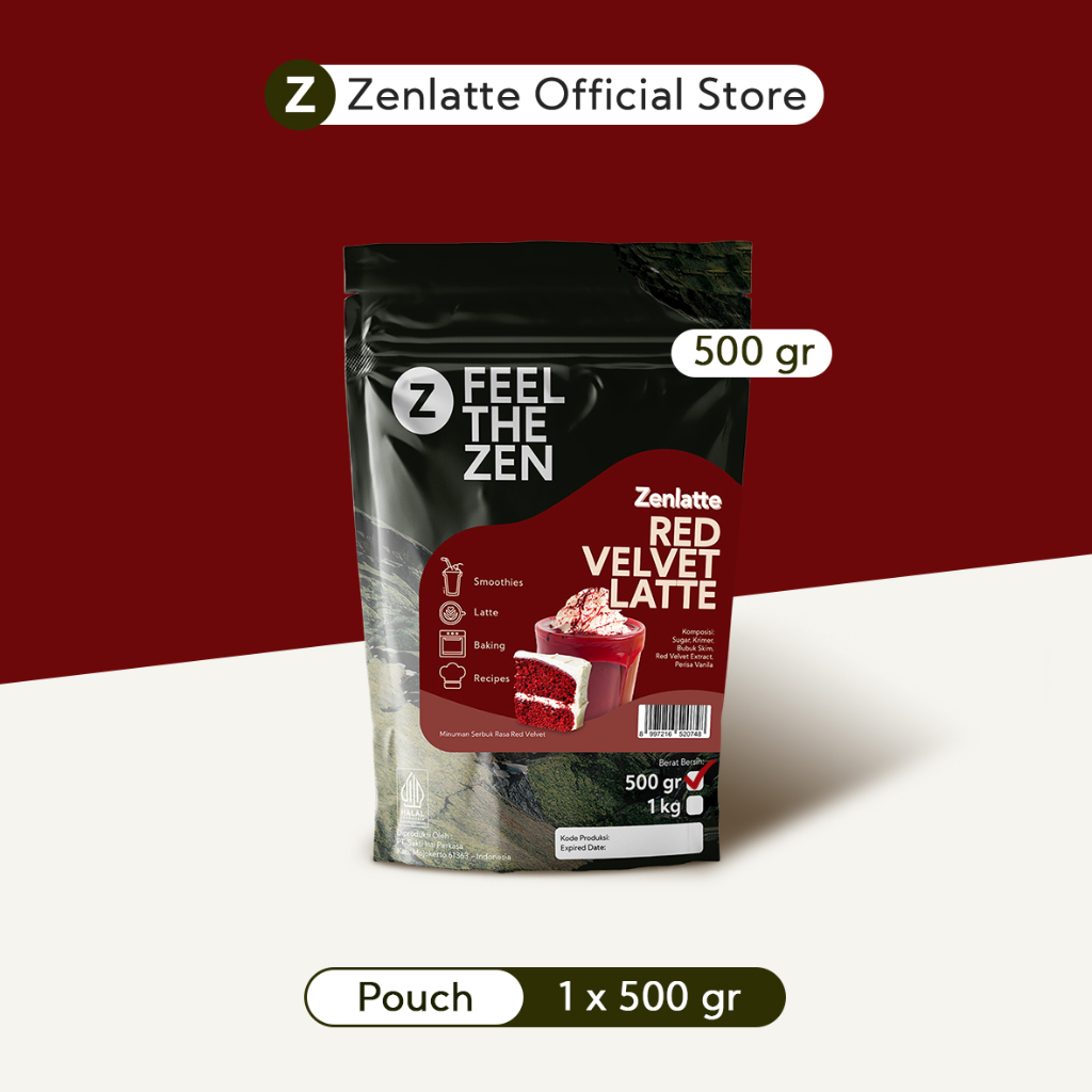 

Zenlatte Red Velvet Latte - 500gr & 1kg | Bubuk Red Velvet | Red Velvet Poweder