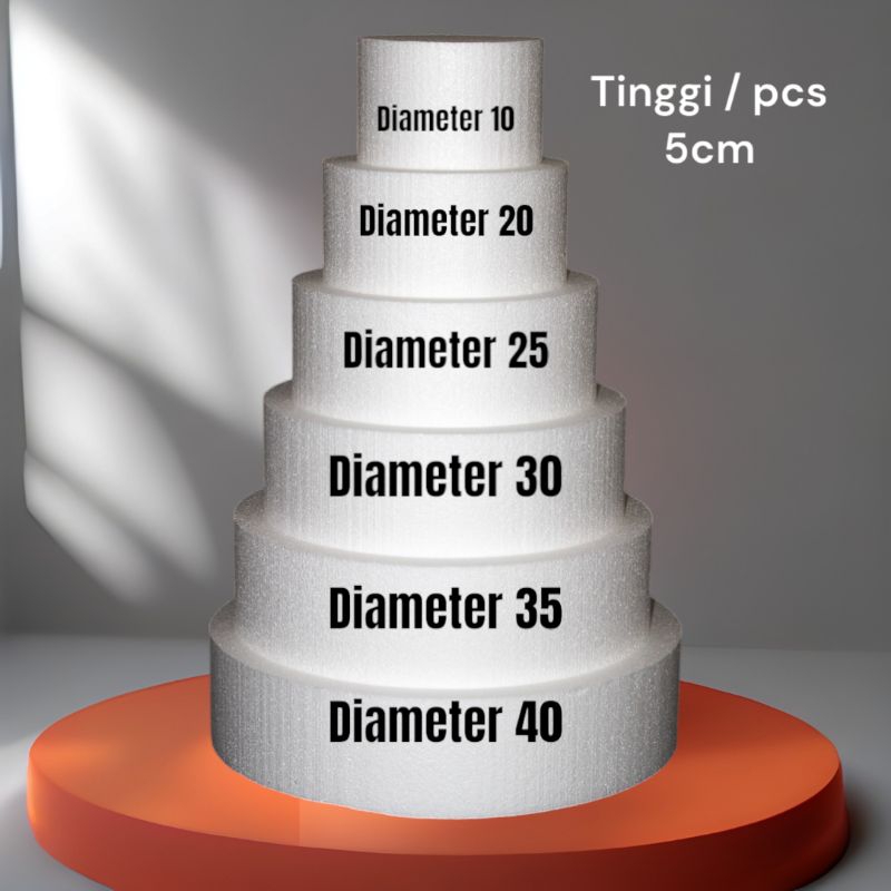 Dummy cake bulat tinggi 5 cm tatakan kue styrofoam bulat