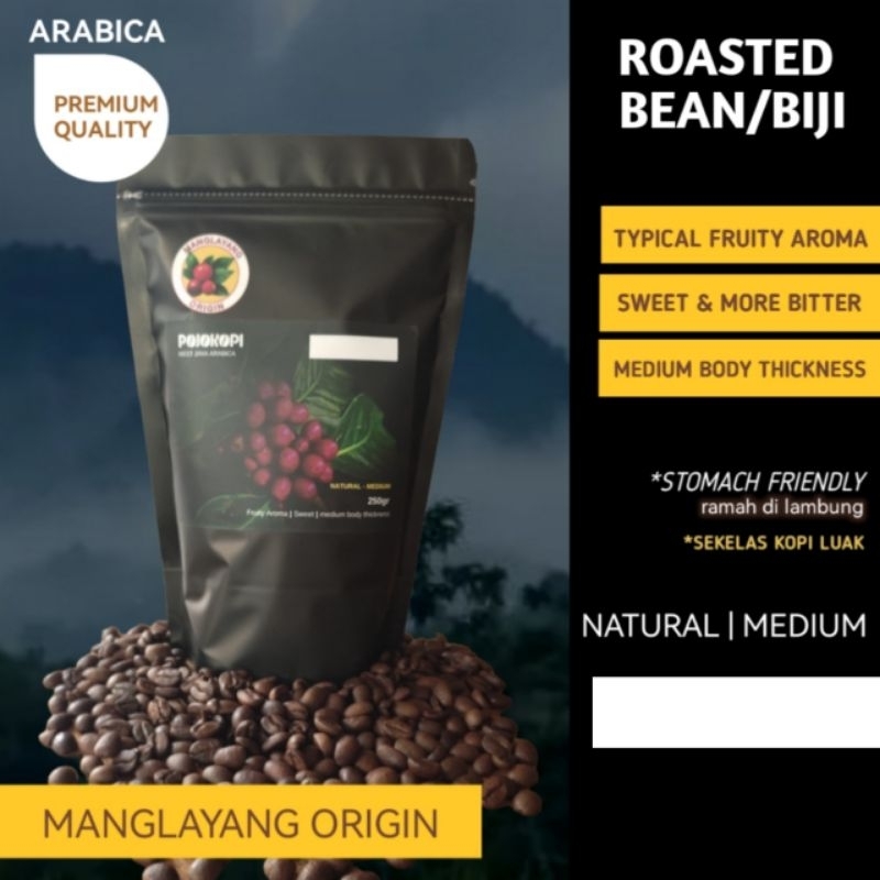 

Kopi Arabika Natural Medium Roasted Bean/Biji Manglayang