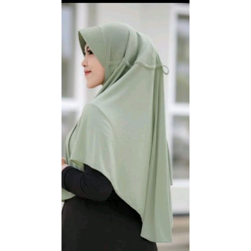 Hijab Serut Belakang |  jilbab instan serut Jokowi premium | Jersey