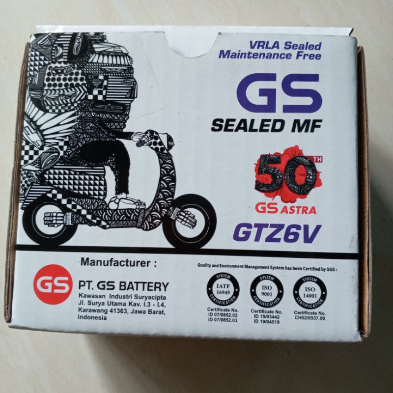 AKI KERING GS GTZ6V AKI ORI GS ASTRA 12V 6A