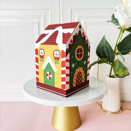 

10 Pcs Box Natal Town House - Dark Red uk 8,5 x 8,5 x 10 cm