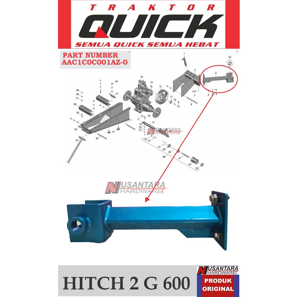 hitch 2 g 600,adaptor bajak sawah,tepian bajak sawah,spare part traktor sawah g 600 quick