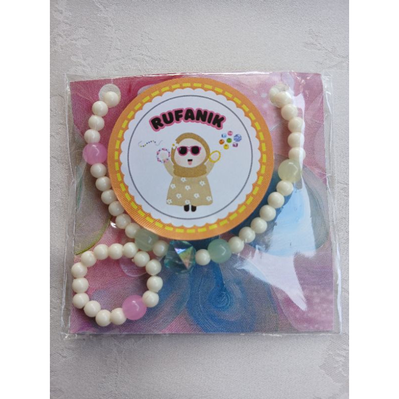 Gelang dan Cincin Manik Manik kombinasi cantik pink toska hijau biru kristal