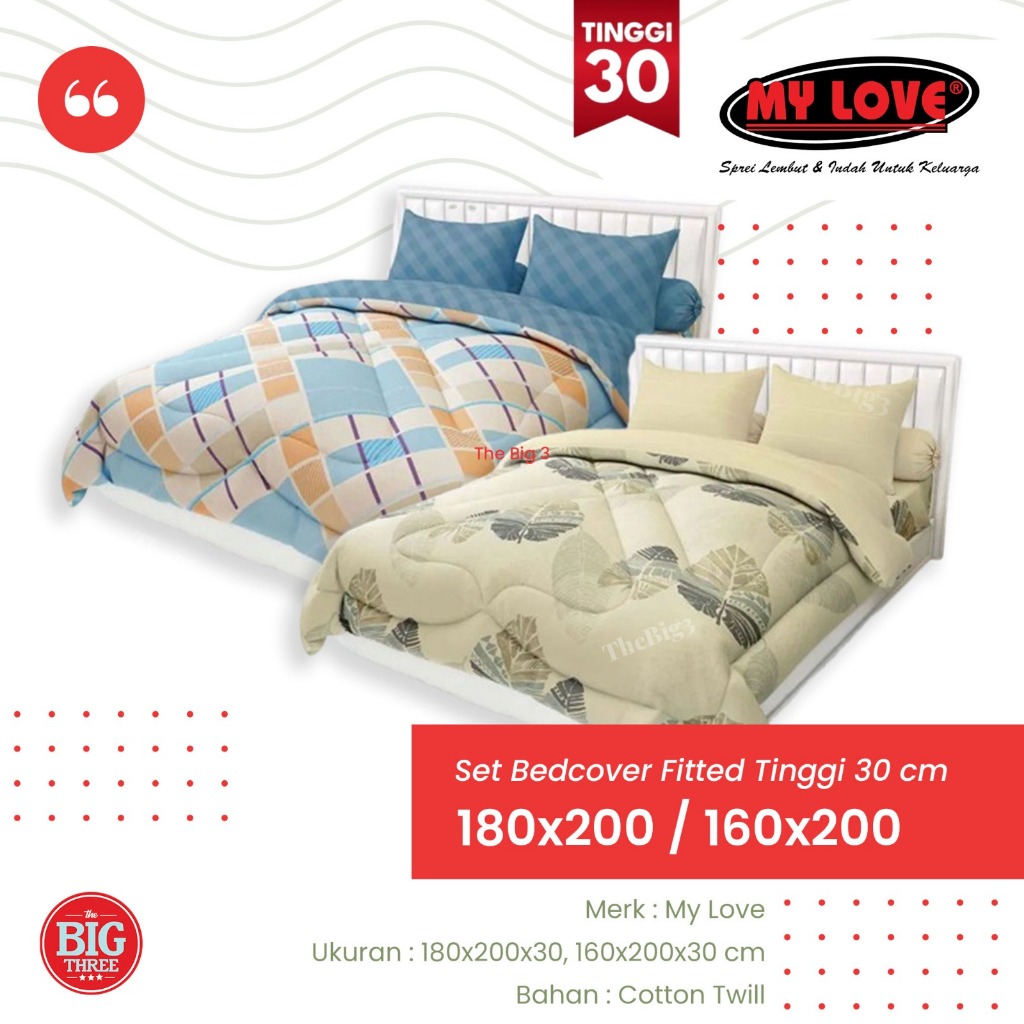 All New My Love Set Bedcover + Sprei 180x200/160x200/200x200 Tinggi 30cm - TBTSPREI