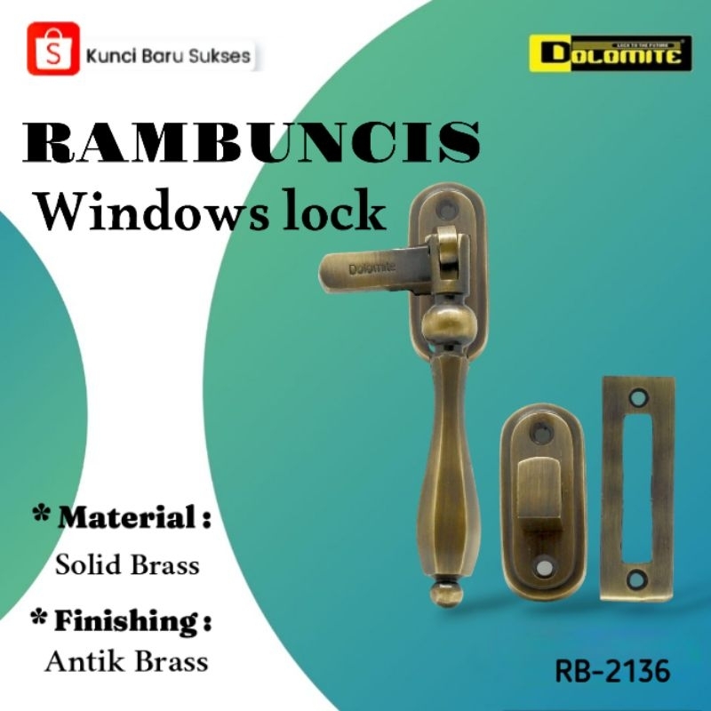 Rambuncis grendel jendela antik Dolomite (RB-2136)