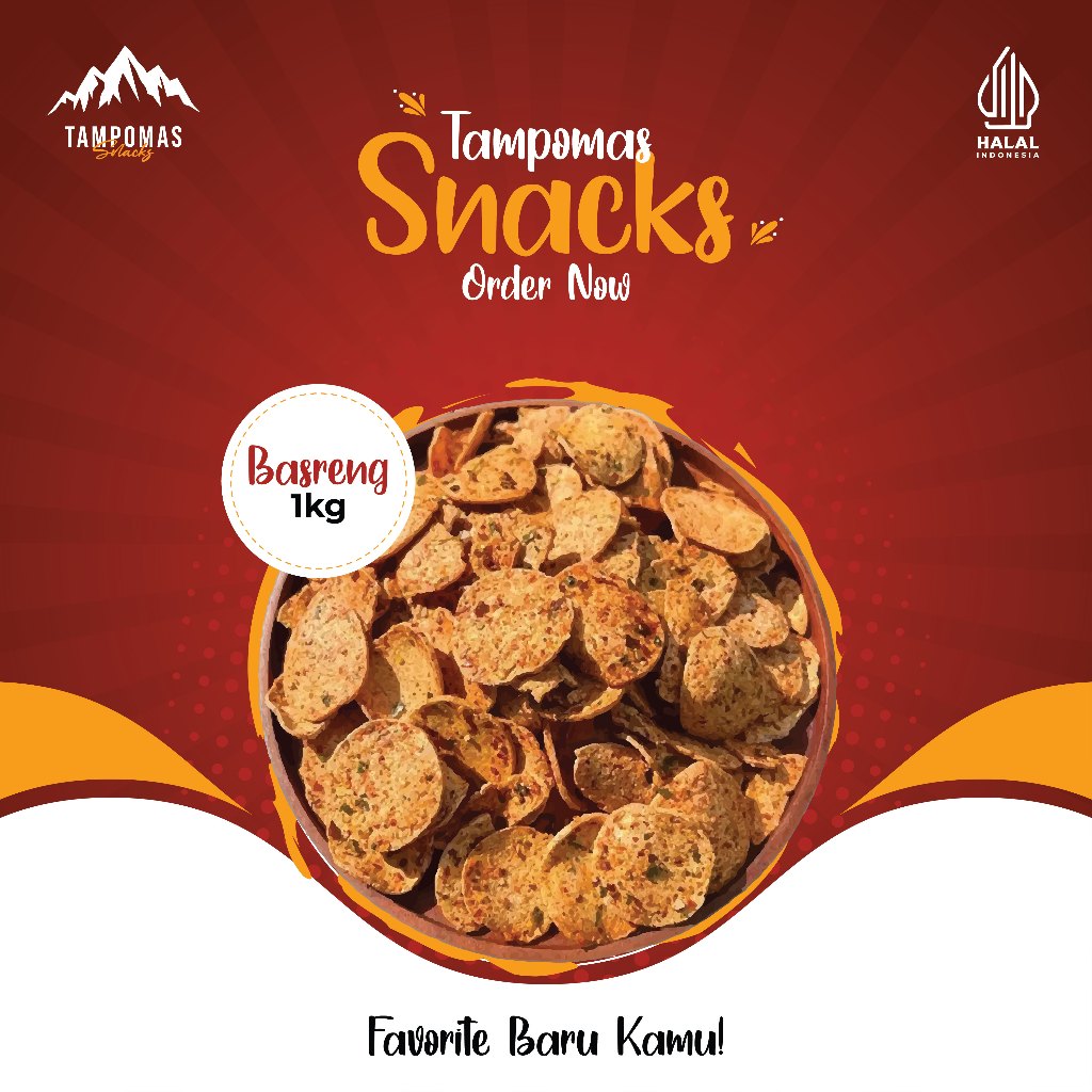 

Tampomas Snacks - Basreng Bulat/Basreng Bulat Kripik Pedas Daun Jeruk/Basreng Original 1kg