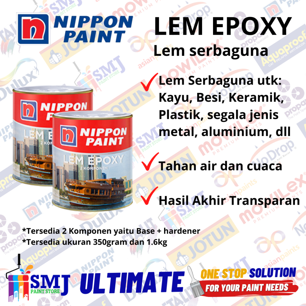 LEM EPOXY Serbaguna 2 komponen NIPPON PAINT Resin + hardener 350gr