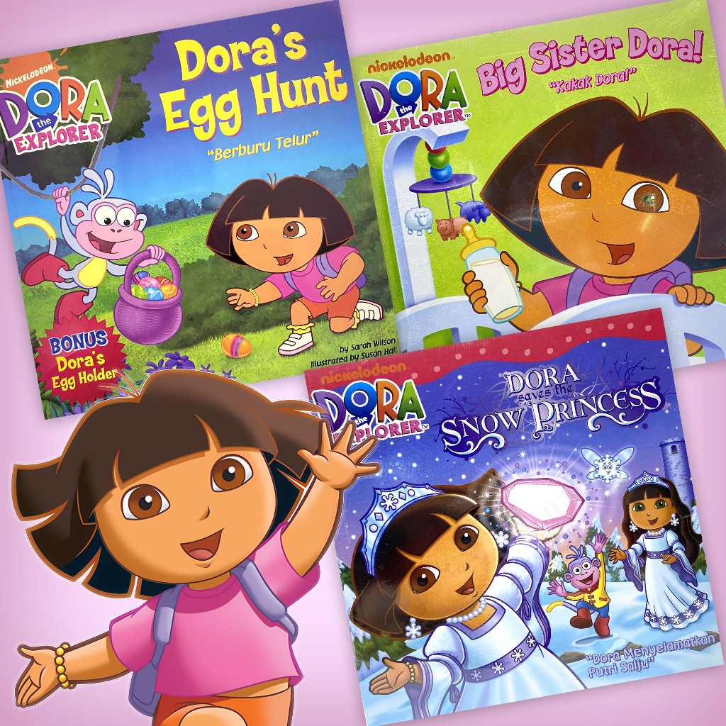 Dora The Explorer Story Book 3 Buah Buku Cerita Berwarna Collection 8 - Dora's Egg Hunt - Big Sister