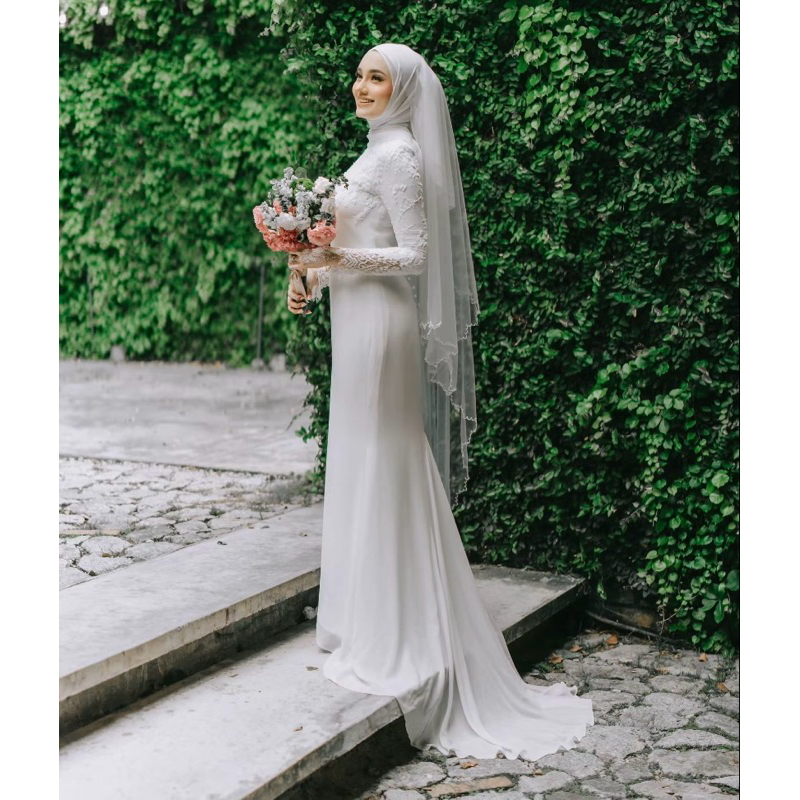 gaun pengantin muslimah Malaysia gaun walimah gaun akad wedding dress muslimah