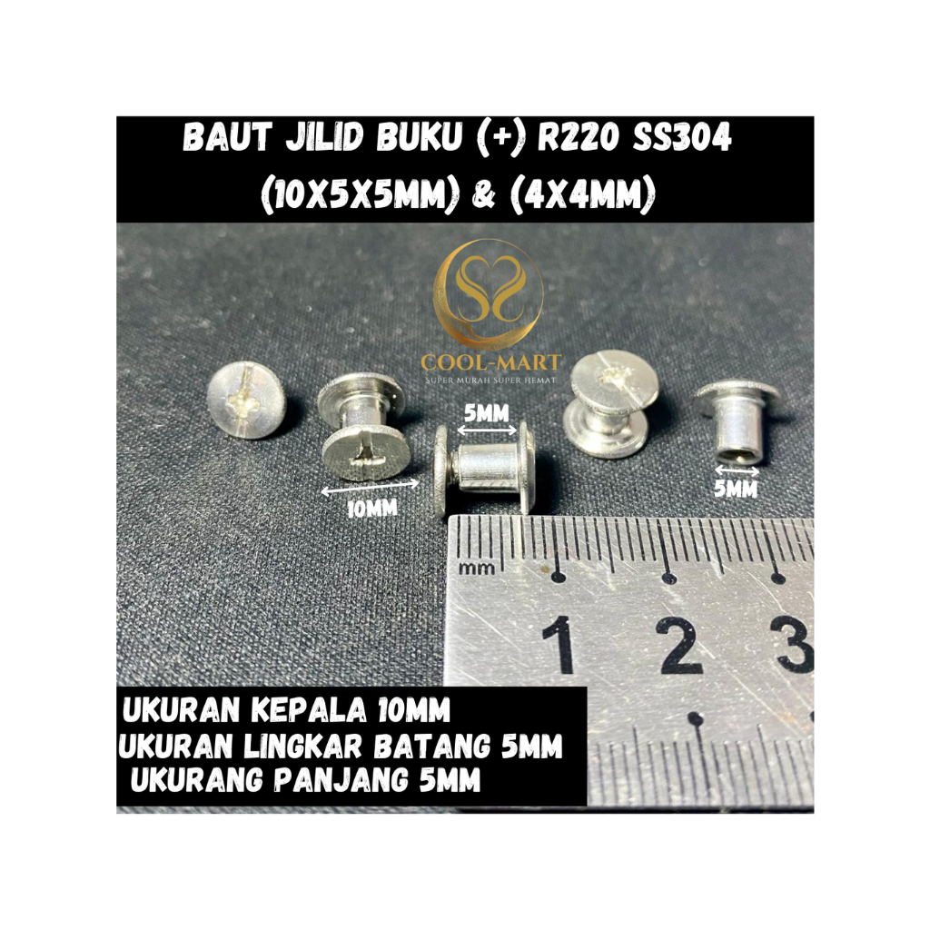 BAUT JILID BUKU (+) R220 SS304 (10X5X5MM) & (4X4MM)
