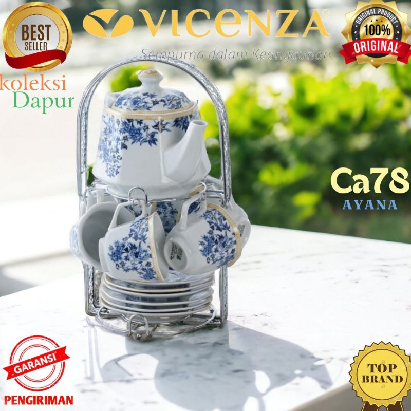 Tea set Vicenza, PERLENGKAPAN MINUM Vicenza, cangkir dan teko CA78 motif AYANA, peralatan minum higi