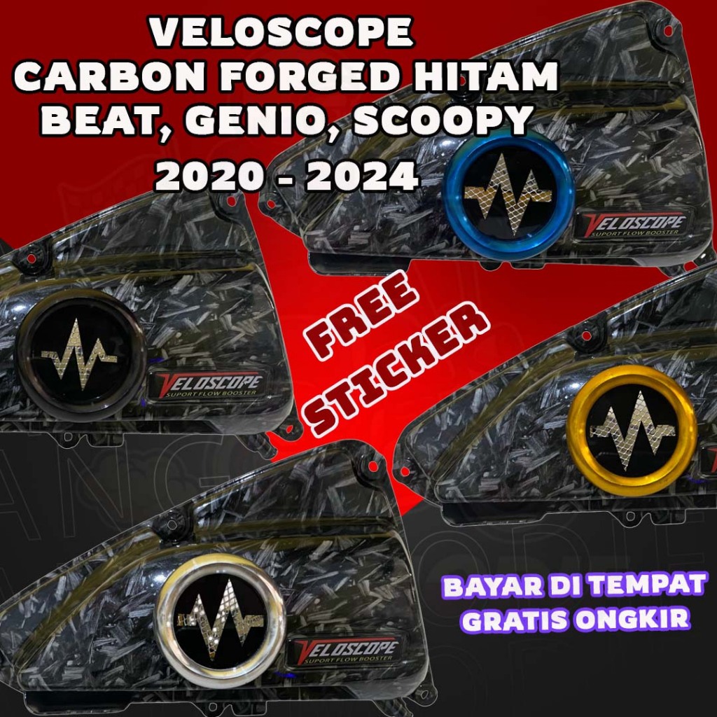 VELOSCOPE CARBON FORGED HITAM BEAT 2020 - 2024 TUTUP FILTER BEAT VELOSCOPE CARBON FORGED HITAM BOX F