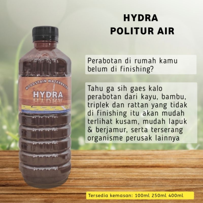 Cat Politur Plitur Kayu Siap Pakai 500ml Poles Pewarna Kayu Bambu Rotan Triplek Waterbased