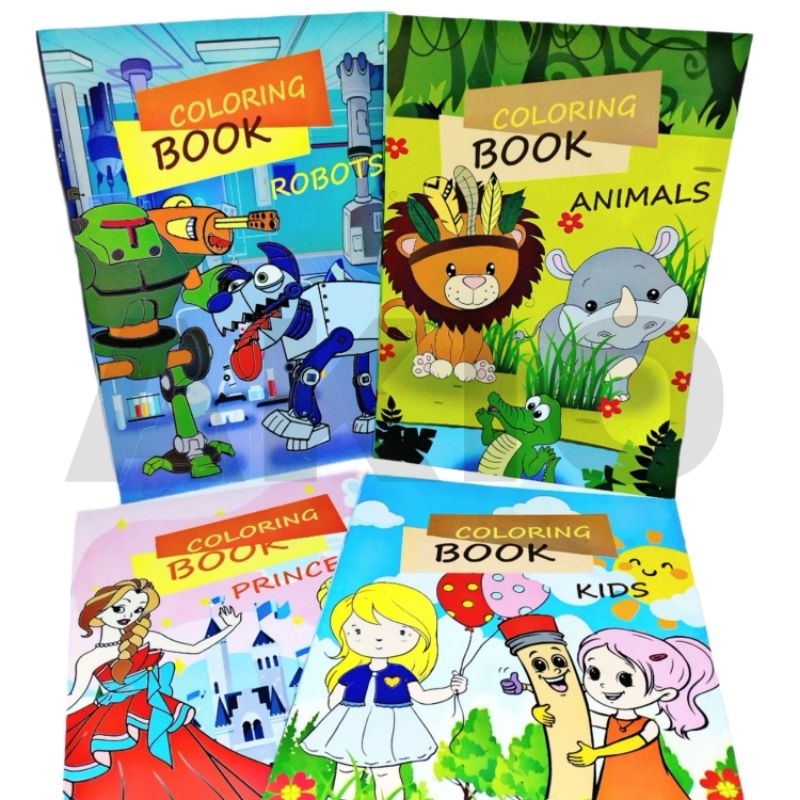 Buku Mewarnai Anak Paud TK SD 2 3 4 5 Tahun BESAR Karakter PRINCESS ROBOT KIDS ANIMAL Lengkap Murah 