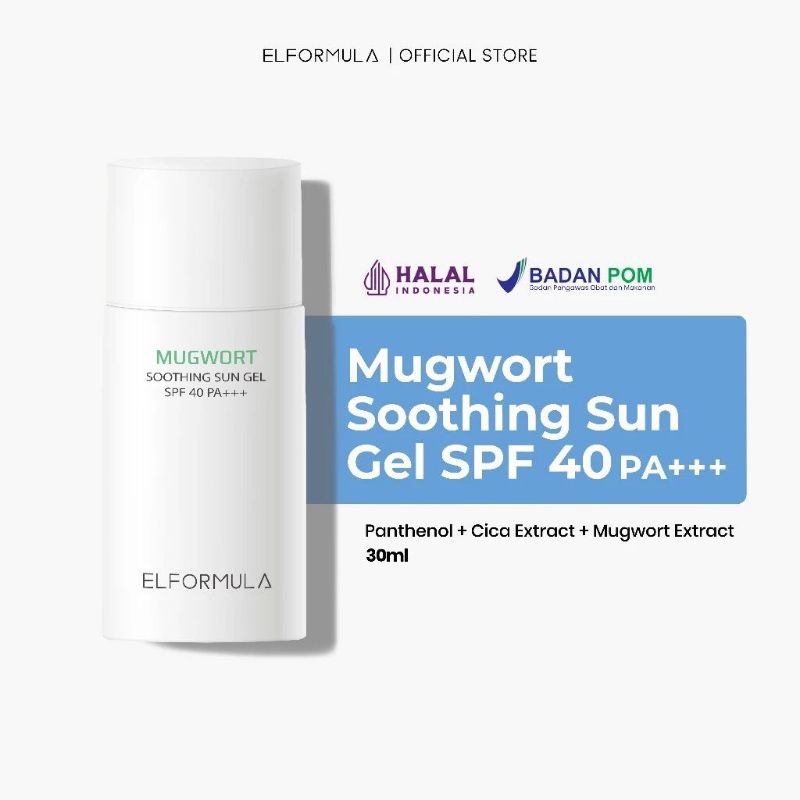 ELFORMULA Mugwort Soothing Sun Gel SPF 40 PA+++ 30ml - Sunblock Wajah Tabir Surya - Sunscreen Mugwor