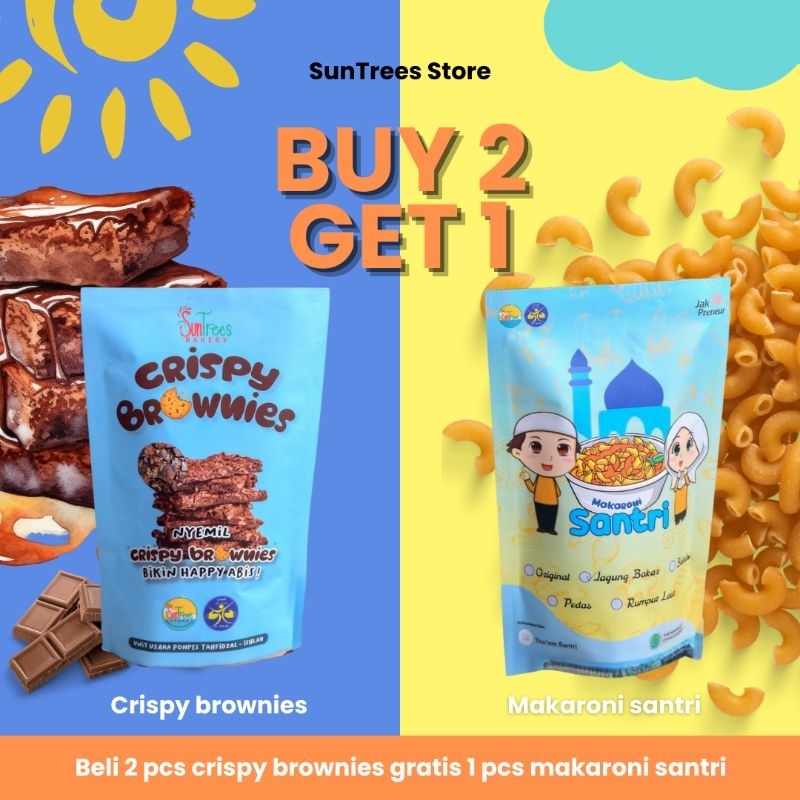 

beli 2 crispy brownies gratis 1 makaroni santri