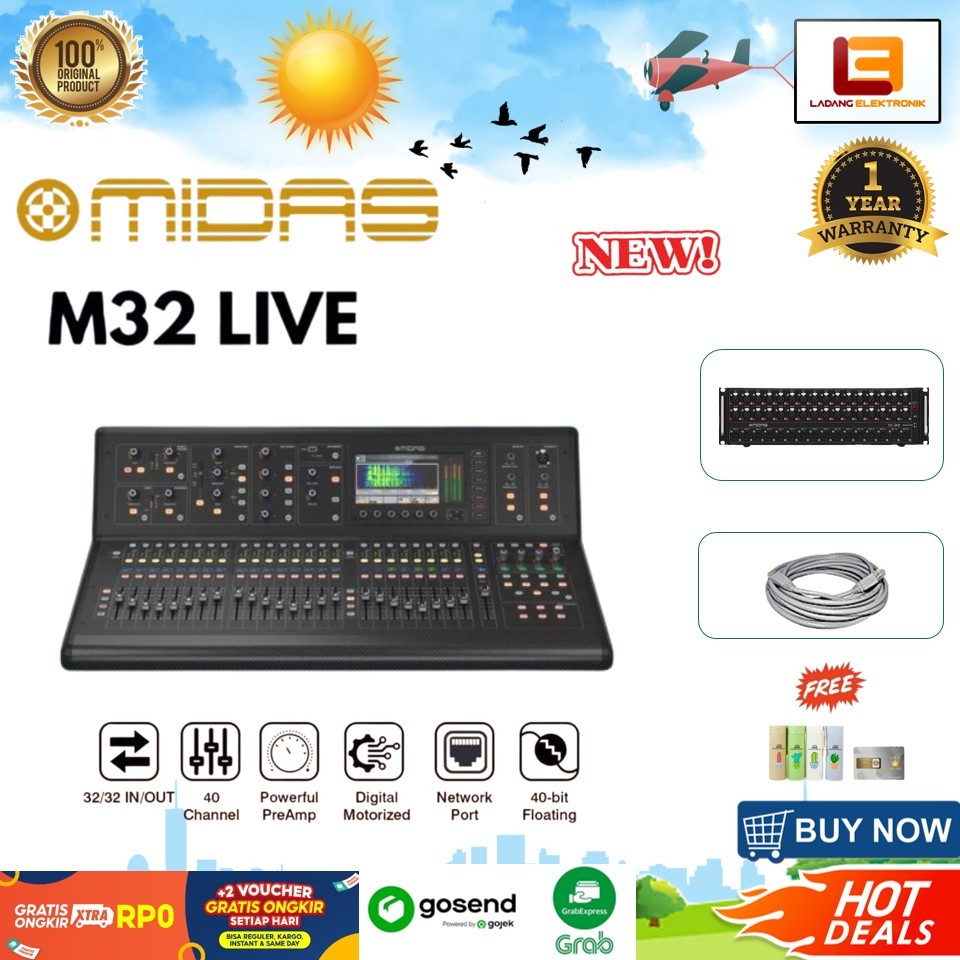 Midas M32 Live Mixer Digital 40 Channel Digital Mixer Midas M-32