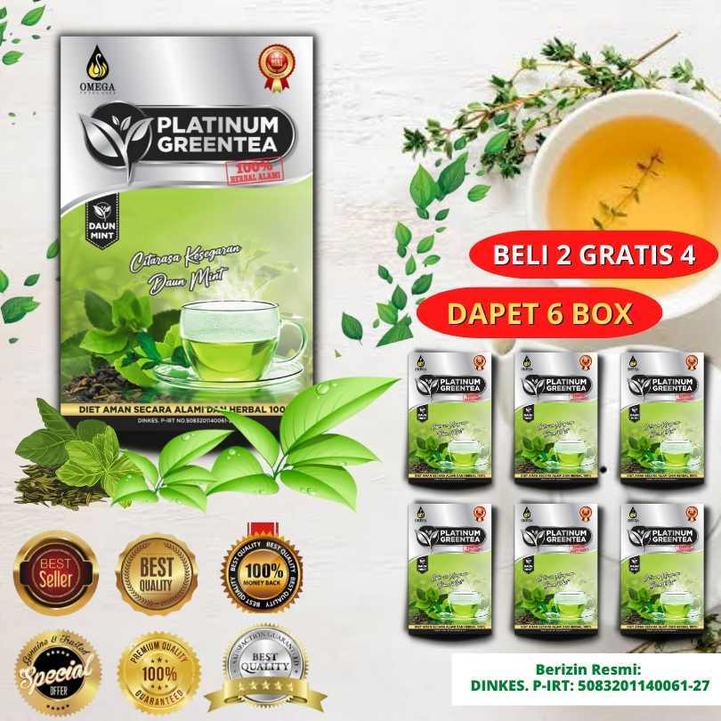 

Teh Diet Terlaris Pelangsing Aman Herbal Platinum Greentea
