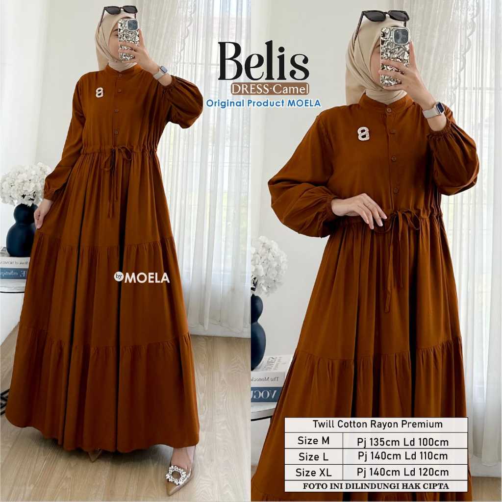 Belis Solas Dress by Moela Dress Polos Katun Twill Premium LD 100 - 120 M L XL Gamis Wanita Gamis Po