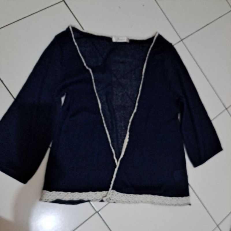 preloved outer rajut navy renda