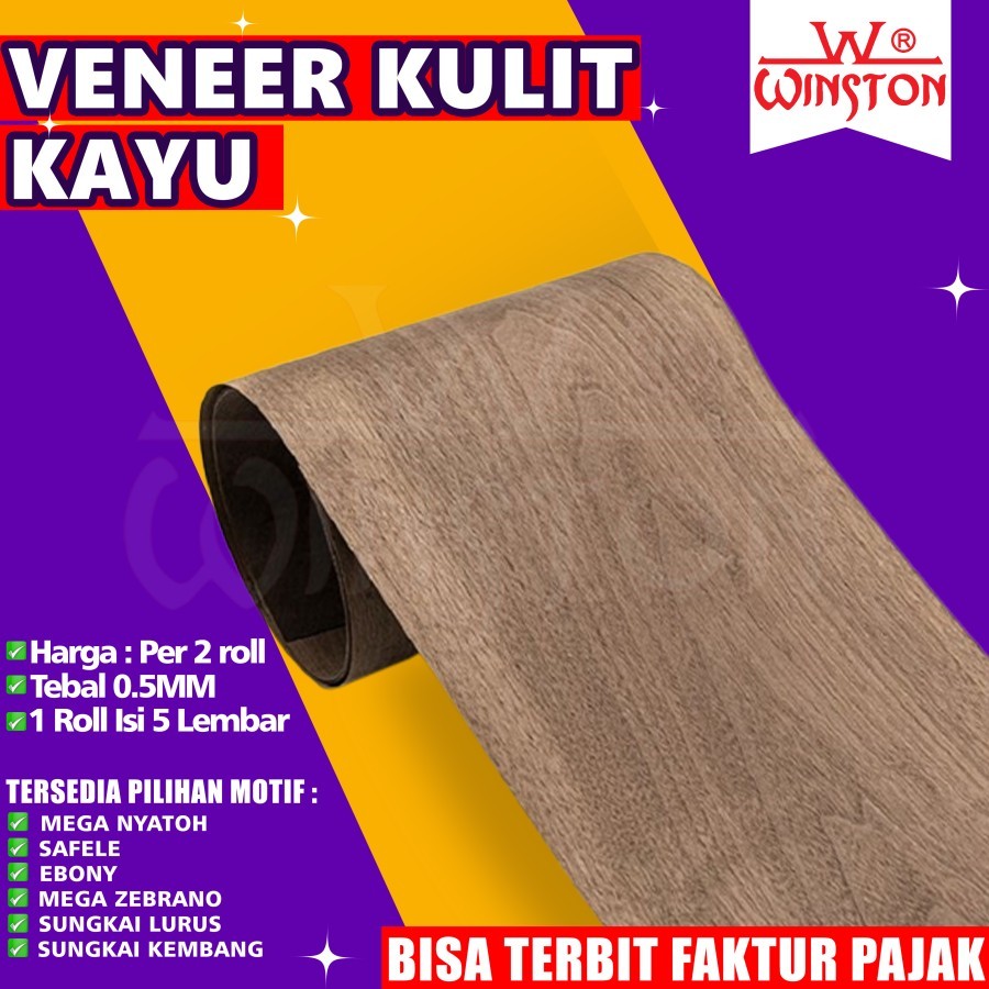 Vinil Kayu MEGA NYATOH/SAFELE/EBONY/ZEBRANO Tebal 0.5mm Pelapis Mebel - veneer ebony Termurah