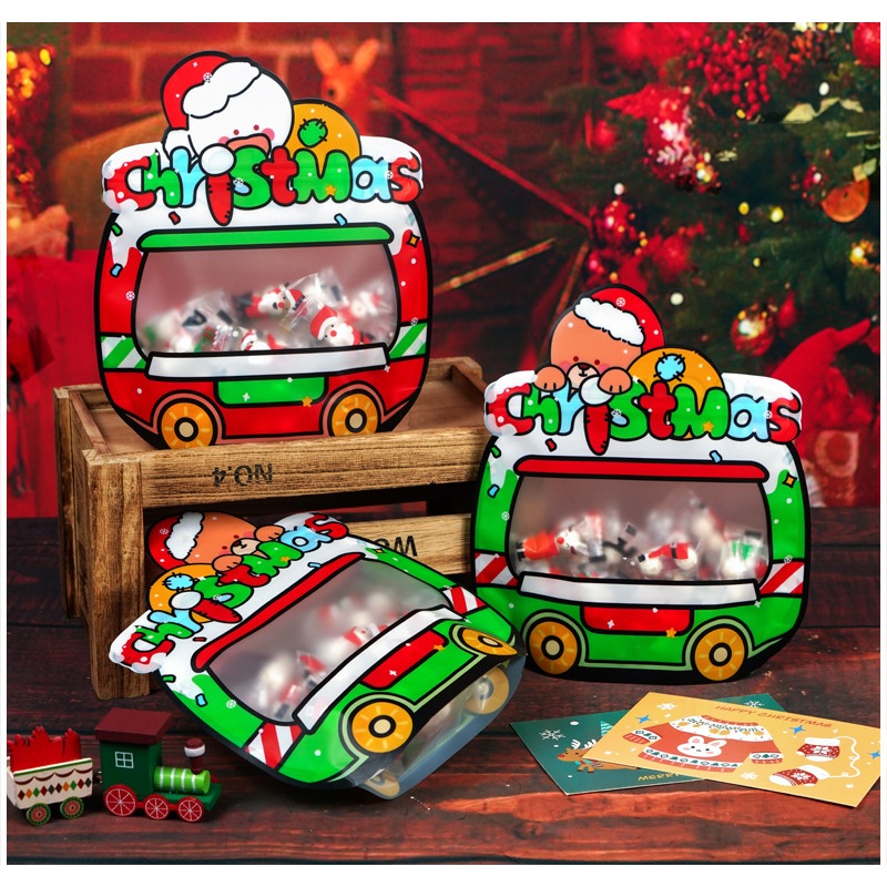 

D3v!! 10 pcs Plastik Cookies Edisi Natal Ziplock Tenteng Natal Christmas Bunny Bear Car