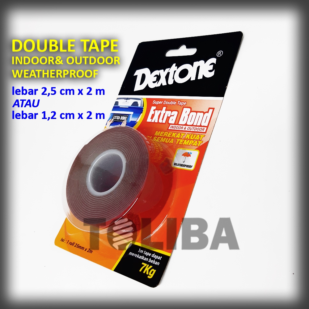 double tape indoor outdoor dextone perekat serbaguna tahan cuaca / double tape waterproof / double t