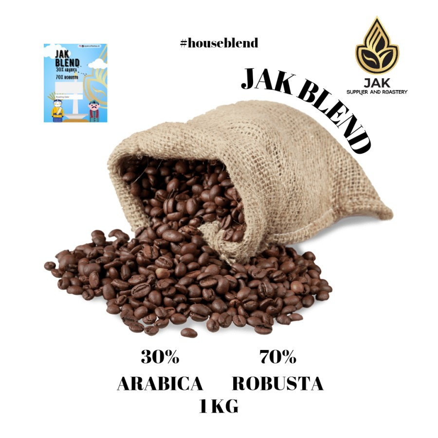 

JAK BLEND | HOUSEBLEND 1KG | 30% ARABIKA : 70% ROBUSTA | BIJI KOPI |