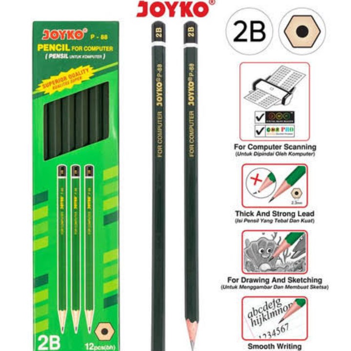 

BERKAH 12pcs PENSIL 2B P88 FOR COMPUTER 1 pack