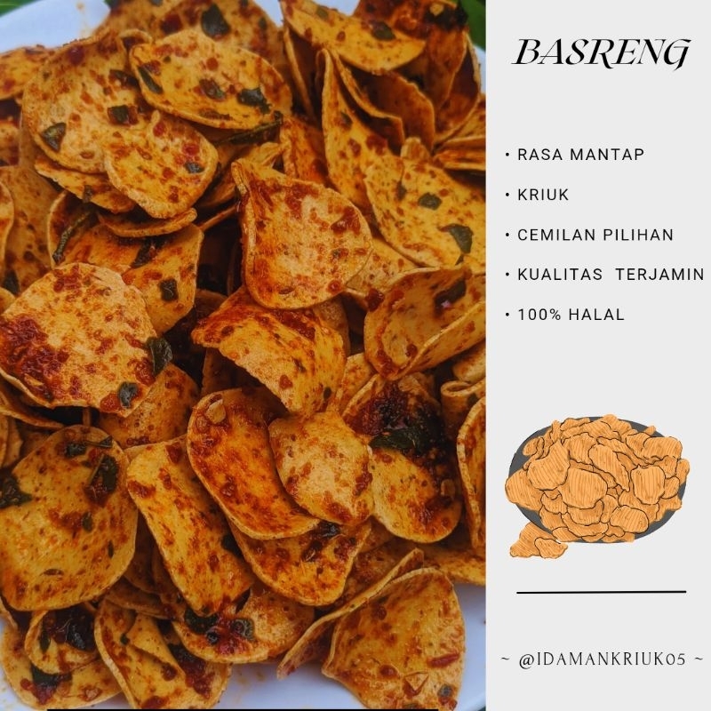 

KRIPIK BASRENG SAPI MURAH PEDAS DAUNJERUK/MANTAP/KRIUK/KEKINIAN