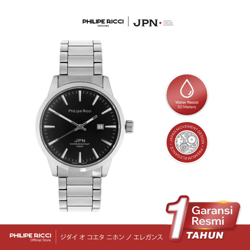 PhiLipe Ricci JPN Jam Tangan Pria Anti Air Japan Movement Terbaru Quartz Tanggal Aktif Baterai Jepan