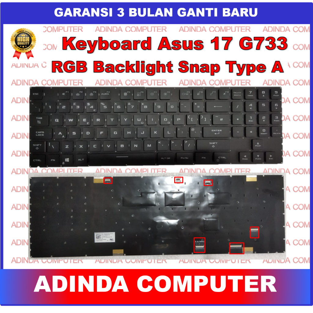 Keyboard Asus ROG Strix Scar 17 G733 G733QR G733QS RGB Backlight Backlite