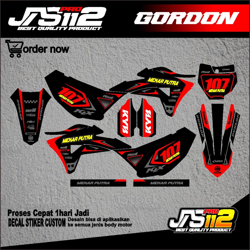 Decal klx gordon decal body gordon decal kawasaki klx gordon
