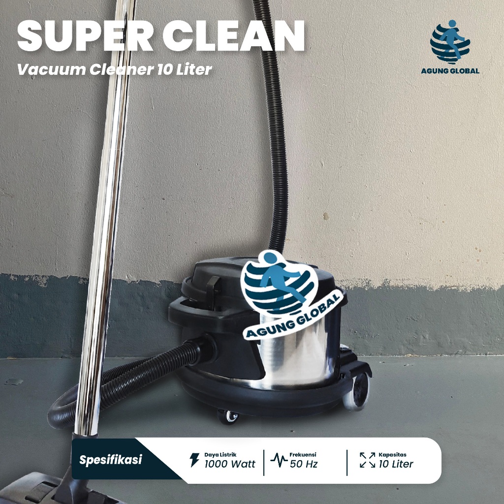 Vacuum Cleaner Super Clean Wet and Dry 10 Liter Mesin Penghisap Debu Kering dan Basah 1000 Watt Lowe