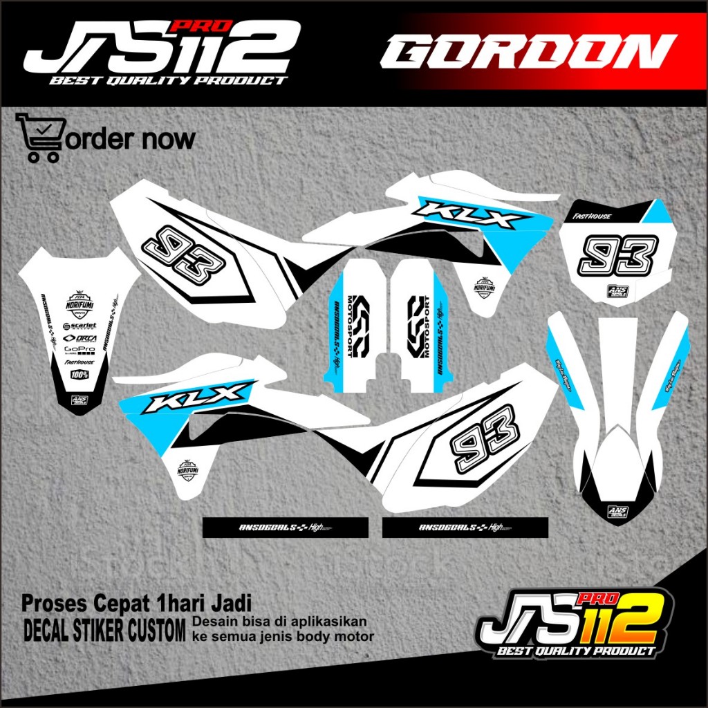 Decal klx gordon decal body gordon decal kawasaki klx gordon