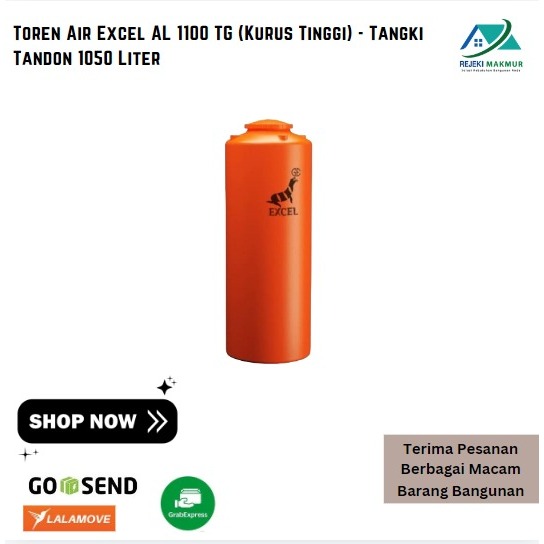 Toren Air Excel AL 1100 TG (Kurus Tinggi) - Tangki Tandon 1050 Liter