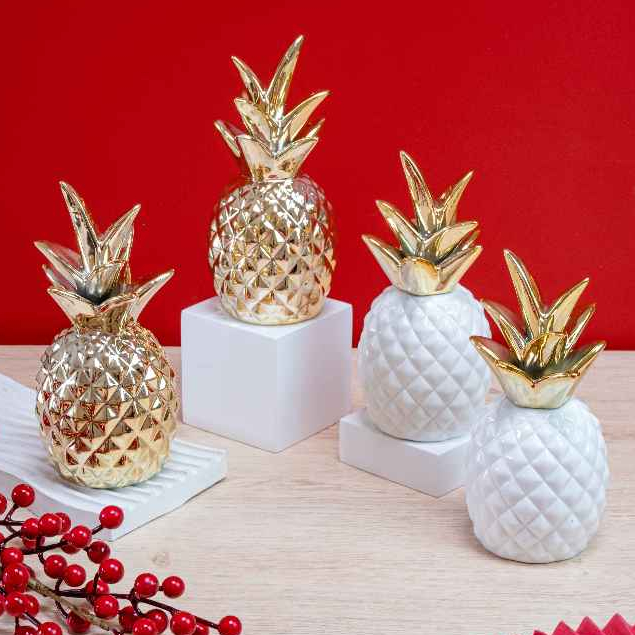 Pajangan Imlek Nanas Putih Emas Chinese New Year / Dekorasi Nenas Keberuntungan Ornamen Pineapple Ho
