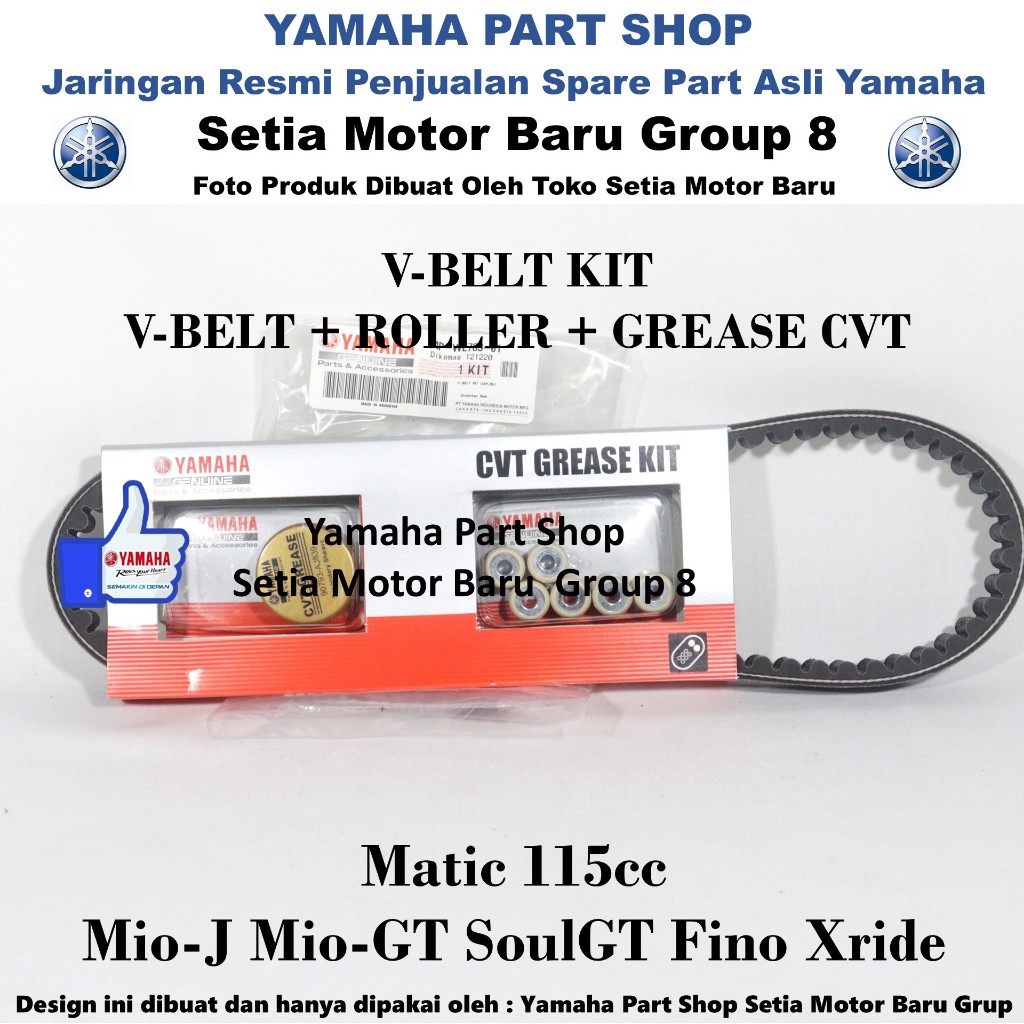 Vbelt V Belt Vanbelt Roller Ban Penggerak Assy Komplit MioJ MioGT XRide 115cc Fino Asli Yamaha