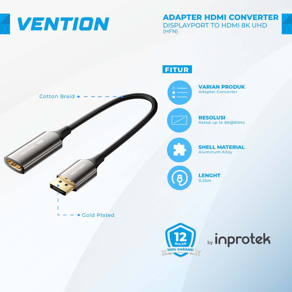 Vention Kabel DP to HDMI Converter Displayport to HDMI 8K 4K HDR