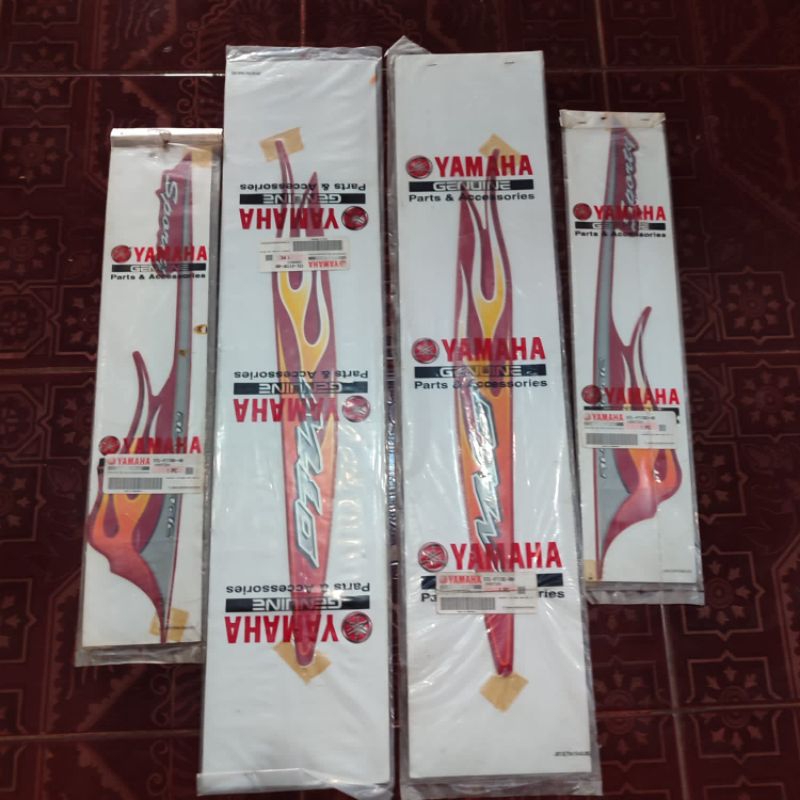 Striping stiker graphic Mio sporty Merah marun api 2006 Original